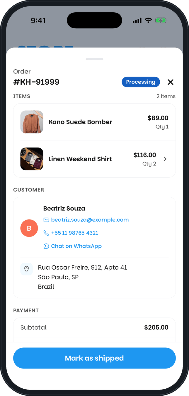 Khaime app order detail screen